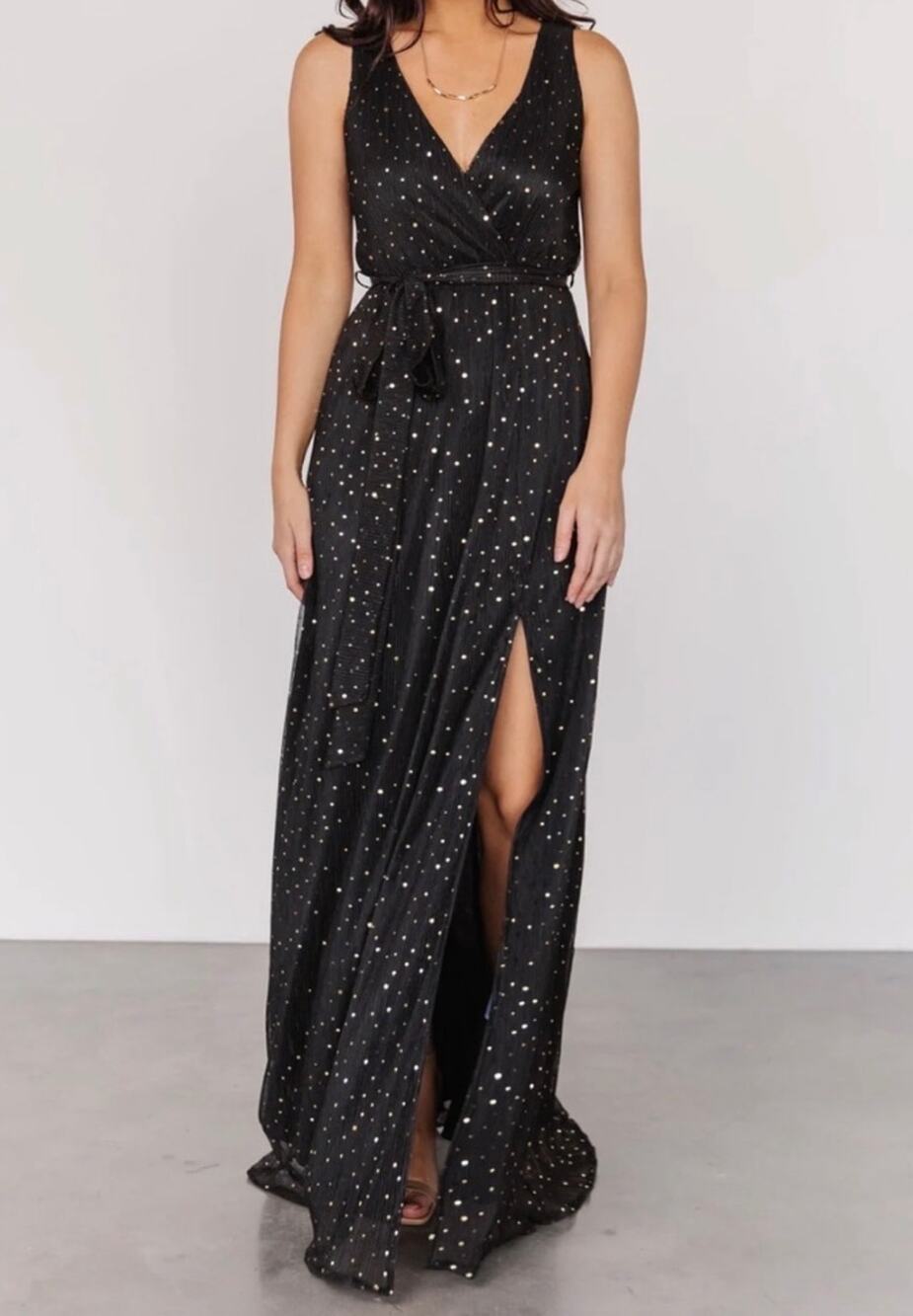 Baltic Born Helen Tank Sparkle Gown Black Small Wedding Prom Formal Event NWT